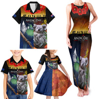 Australia and New Zealand ANZAC Day Family Matching Tank Maxi Dress and Hawaiian Shirt Tui Bird and Koala mix Maori and Aboriginal Pattern LT03 - Polynesian Pride