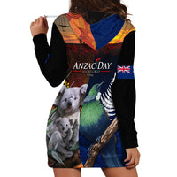 Australia and New Zealand ANZAC Day Hoodie Dress Tui Bird and Koala mix Maori and Aboriginal Pattern LT03 - Polynesian Pride