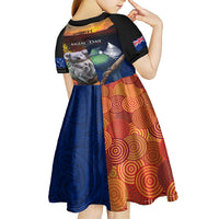 Australia and New Zealand ANZAC Day Kid Short Sleeve Dress Tui Bird and Koala mix Maori and Aboriginal Pattern LT03 - Polynesian Pride