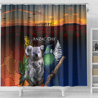 Australia and New Zealand ANZAC Day Shower Curtain Tui Bird and Koala mix Maori and Aboriginal Pattern LT03 - Polynesian Pride