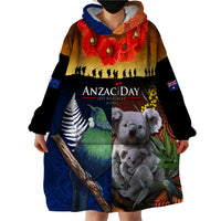Australia and New Zealand ANZAC Day Wearable Blanket Hoodie Tui Bird and Koala mix Maori and Aboriginal Pattern LT03 - Polynesian Pride