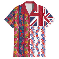 Hawaiian Lei Family Matching Long Sleeve Bodycon Dress and Hawaiian Shirt National Flag Striped Style