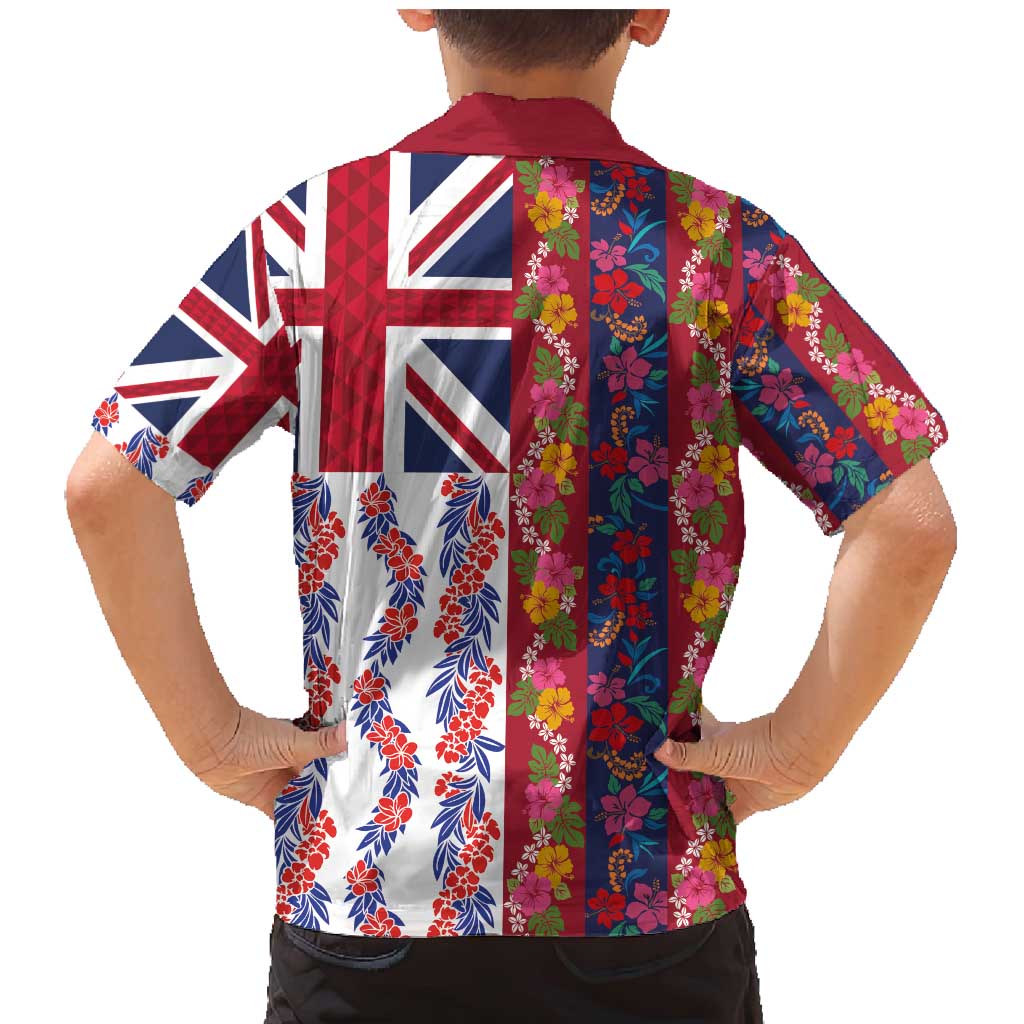 Hawaiian Lei Family Matching Mermaid Dress and Hawaiian Shirt National Flag Striped Style LT03 - Polynesian Pride
