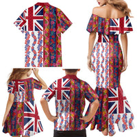 Hawaiian Lei Family Matching Mermaid Dress and Hawaiian Shirt National Flag Striped Style LT03 - Polynesian Pride