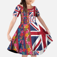 Hawaiian Lei Family Matching Off Shoulder Maxi Dress and Hawaiian Shirt National Flag Striped Style LT03 Daughter's Dress Red - Polynesian Pride