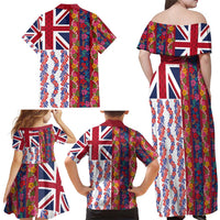Hawaiian Lei Family Matching Off Shoulder Maxi Dress and Hawaiian Shirt National Flag Striped Style LT03 - Polynesian Pride