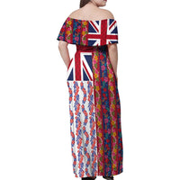 Hawaiian Lei Family Matching Off Shoulder Maxi Dress and Hawaiian Shirt National Flag Striped Style LT03 - Polynesian Pride