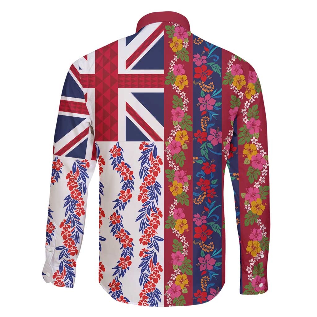 Hawaiian Lei Family Matching Off Shoulder Short Dress and Hawaiian Shirt National Flag Striped Style