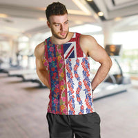 Hawaiian Lei Men Tank Top National Flag Striped Style LT03 Red - Polynesian Pride