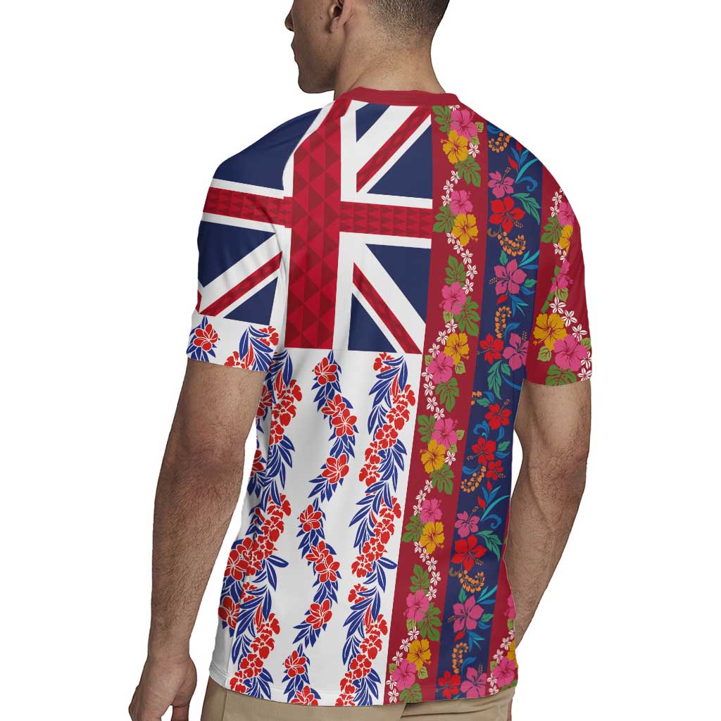 Hawaiian Lei Rugby Jersey National Flag Striped Style LT03 - Polynesian Pride