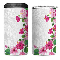 Hawaiian Hibiscus and Art Polynesian Tattoo 4 in 1 Can Cooler Tumbler White Color LT03 One Size: 16 oz White - Polynesian Pride