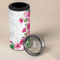 Hawaiian Hibiscus and Art Polynesian Tattoo 4 in 1 Can Cooler Tumbler White Color LT03 - Polynesian Pride