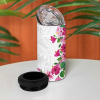 Hawaiian Hibiscus and Art Polynesian Tattoo 4 in 1 Can Cooler Tumbler White Color LT03 - Polynesian Pride