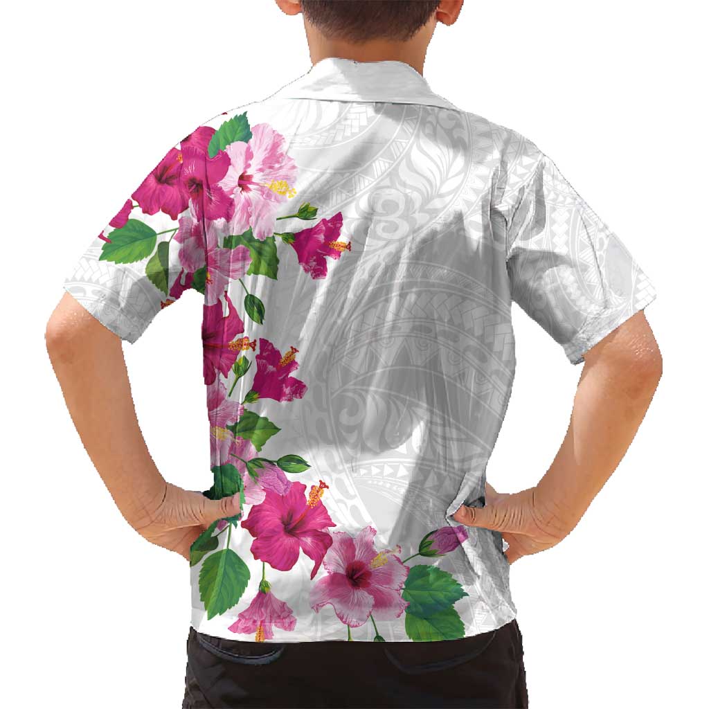 Hawaiian Hibiscus and Art Polynesian Tattoo Family Matching Off Shoulder Maxi Dress and Hawaiian Shirt White Color LT03 - Polynesian Pride