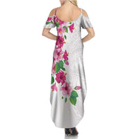 Hawaiian Hibiscus and Art Polynesian Tattoo Family Matching Summer Maxi Dress and Hawaiian Shirt White Color