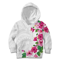 Hawaiian Hibiscus and Art Polynesian Tattoo Kid Hoodie White Color LT03 Hoodie White - Polynesian Pride