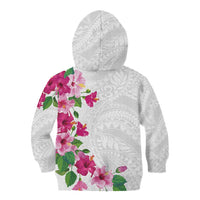 Hawaiian Hibiscus and Art Polynesian Tattoo Kid Hoodie White Color LT03 - Polynesian Pride