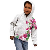 Hawaiian Hibiscus and Art Polynesian Tattoo Kid Hoodie White Color LT03 - Polynesian Pride