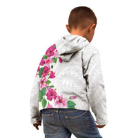 Hawaiian Hibiscus and Art Polynesian Tattoo Kid Hoodie White Color LT03 - Polynesian Pride