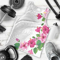 Hawaiian Hibiscus and Art Polynesian Tattoo Men Tank Top White Color LT03 - Polynesian Pride
