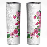 Hawaiian Hibiscus and Art Polynesian Tattoo Skinny Tumbler White Color LT03 White - Polynesian Pride