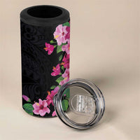 Hawaiian Hibiscus and Art Polynesian Tattoo 4 in 1 Can Cooler Tumbler Black Color LT03 - Polynesian Pride