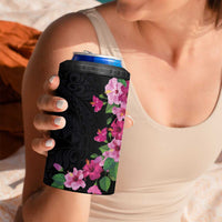 Hawaiian Hibiscus and Art Polynesian Tattoo 4 in 1 Can Cooler Tumbler Black Color LT03 - Polynesian Pride