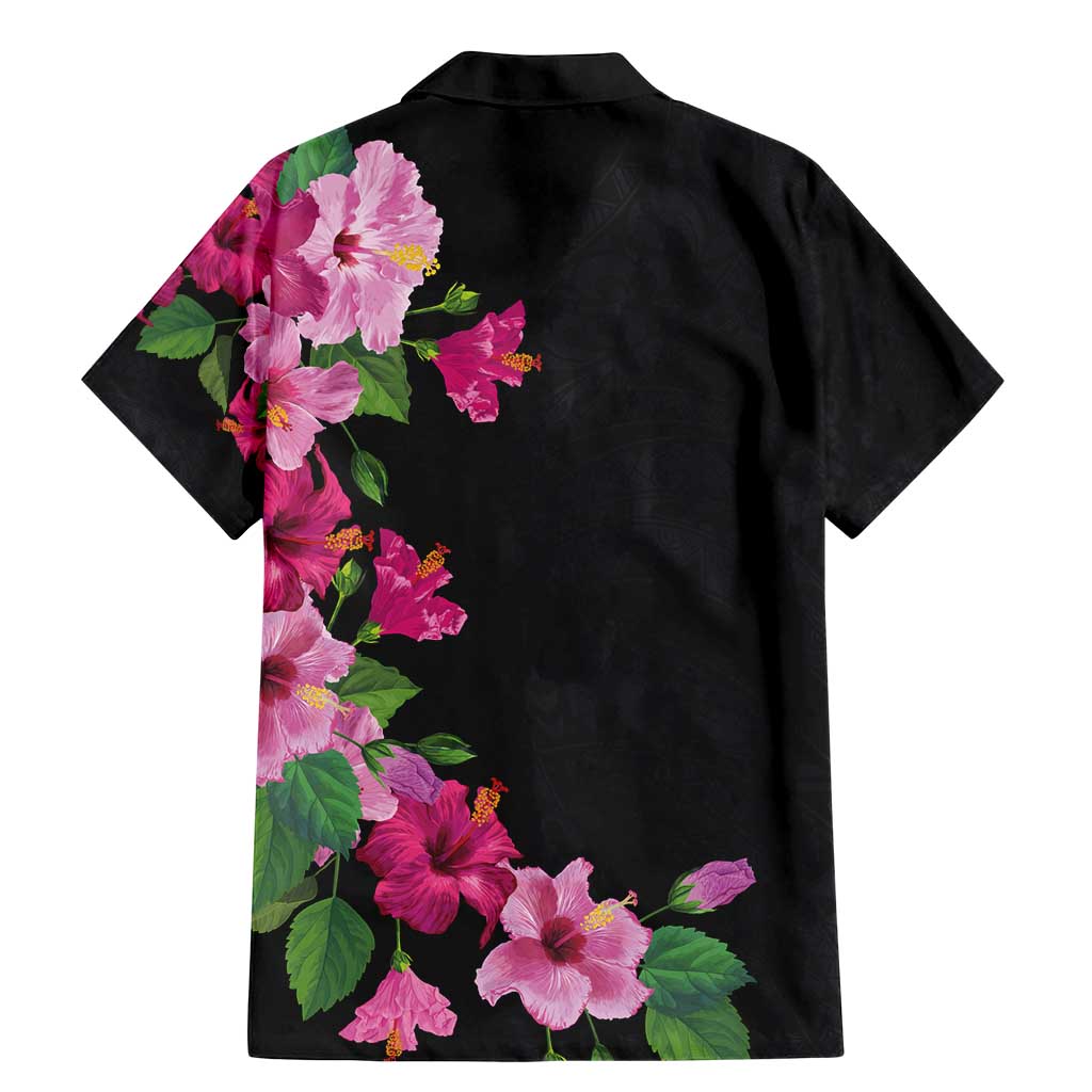 Hawaiian Hibiscus and Art Polynesian Tattoo Family Matching Mermaid Dress and Hawaiian Shirt Black Color LT03 - Polynesian Pride
