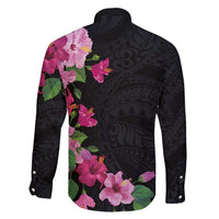Hawaiian Hibiscus and Art Polynesian Tattoo Family Matching Mermaid Dress and Hawaiian Shirt Black Color LT03 - Polynesian Pride