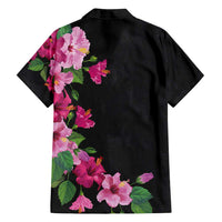 Hawaiian Hibiscus and Art Polynesian Tattoo Family Matching Off Shoulder Maxi Dress and Hawaiian Shirt Black Color LT03 - Polynesian Pride