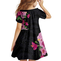 Hawaiian Hibiscus and Art Polynesian Tattoo Family Matching Puletasi and Hawaiian Shirt Black Color LT03 - Polynesian Pride