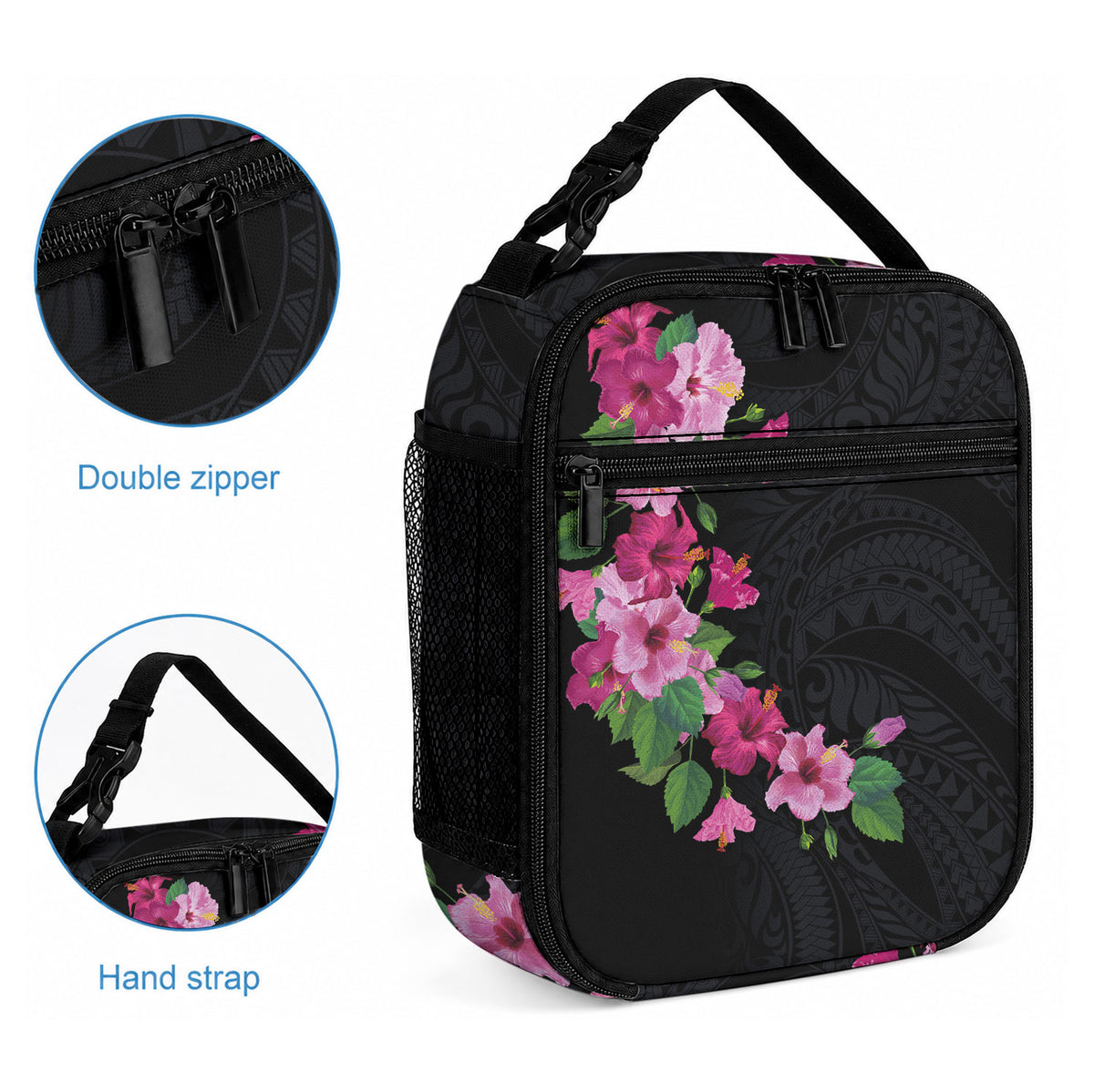 Hawaiian Hibiscus and Art Polynesian Tattoo Lunch Bag