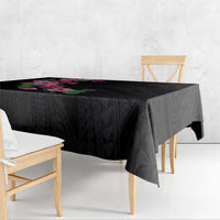 Hawaiian Hibiscus and Art Polynesian Tattoo Tablecloth Black Color LT03 - Polynesian Pride