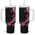 Hawaiian Hibiscus and Art Polynesian Tattoo Tumbler With Handle Black Color