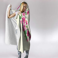 Hawaiian Hibiscus and Art Polynesian Tattoo Hooded Blanket Beige Color LT03 - Polynesian Pride