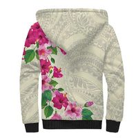 Hawaiian Hibiscus and Art Polynesian Tattoo Sherpa Hoodie Beige Color LT03 - Polynesian Pride