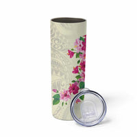 Hawaiian Hibiscus and Art Polynesian Tattoo Skinny Tumbler Beige Color LT03 - Polynesian Pride