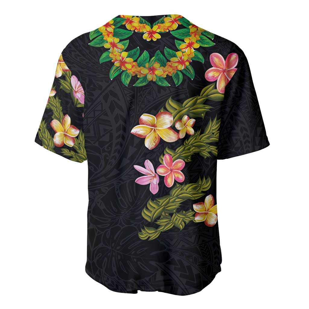 Hawaiian Lei Plumeria and Tropical Leaves Baseball Jersey Watercolor Style LT03 - Polynesian Pride