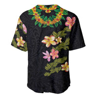 Hawaiian Lei Plumeria and Tropical Leaves Baseball Jersey Watercolor Style LT03 - Polynesian Pride
