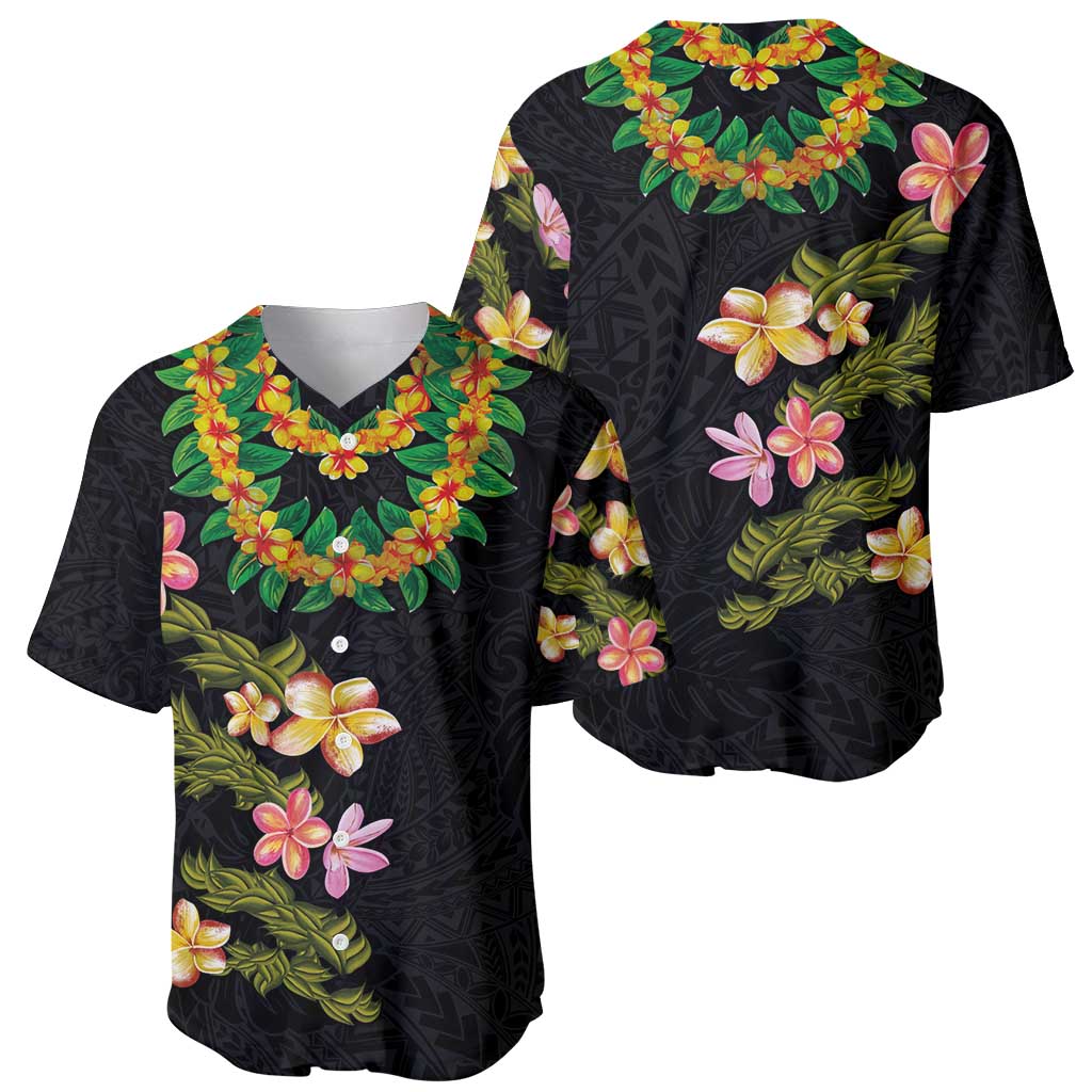 Hawaiian Lei Plumeria and Tropical Leaves Baseball Jersey Watercolor Style LT03 - Polynesian Pride