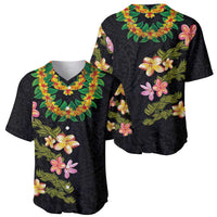 Hawaiian Lei Plumeria and Tropical Leaves Baseball Jersey Watercolor Style LT03 - Polynesian Pride