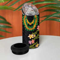 Hawaiian Lei Plumeria and Tropical Leaves 4 in 1 Can Cooler Tumbler Watercolor Style LT03 - Polynesian Pride