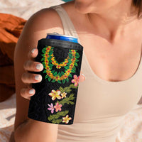 Hawaiian Lei Plumeria and Tropical Leaves 4 in 1 Can Cooler Tumbler Watercolor Style LT03 - Polynesian Pride