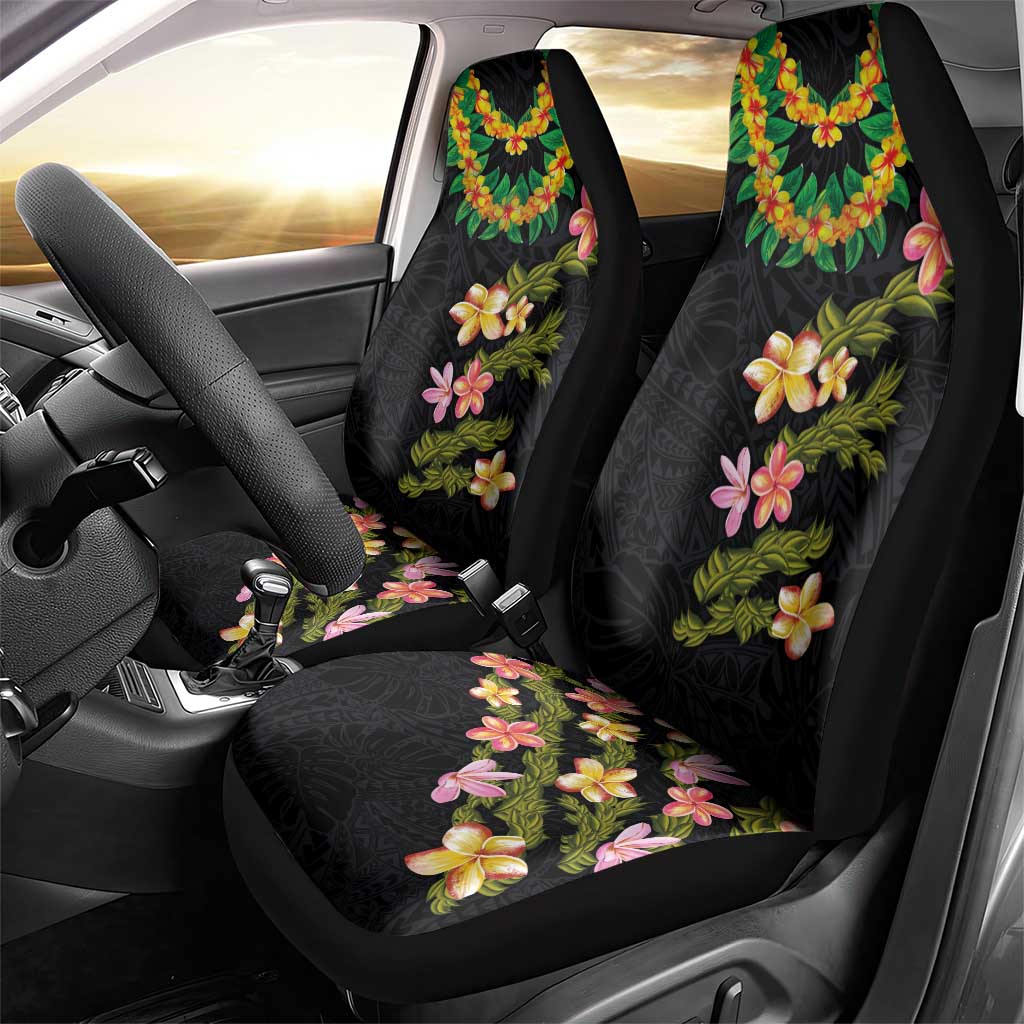 Hawaiian Lei Plumeria and Tropical Leaves Car Seat Cover Watercolor Style LT03 - Polynesian Pride