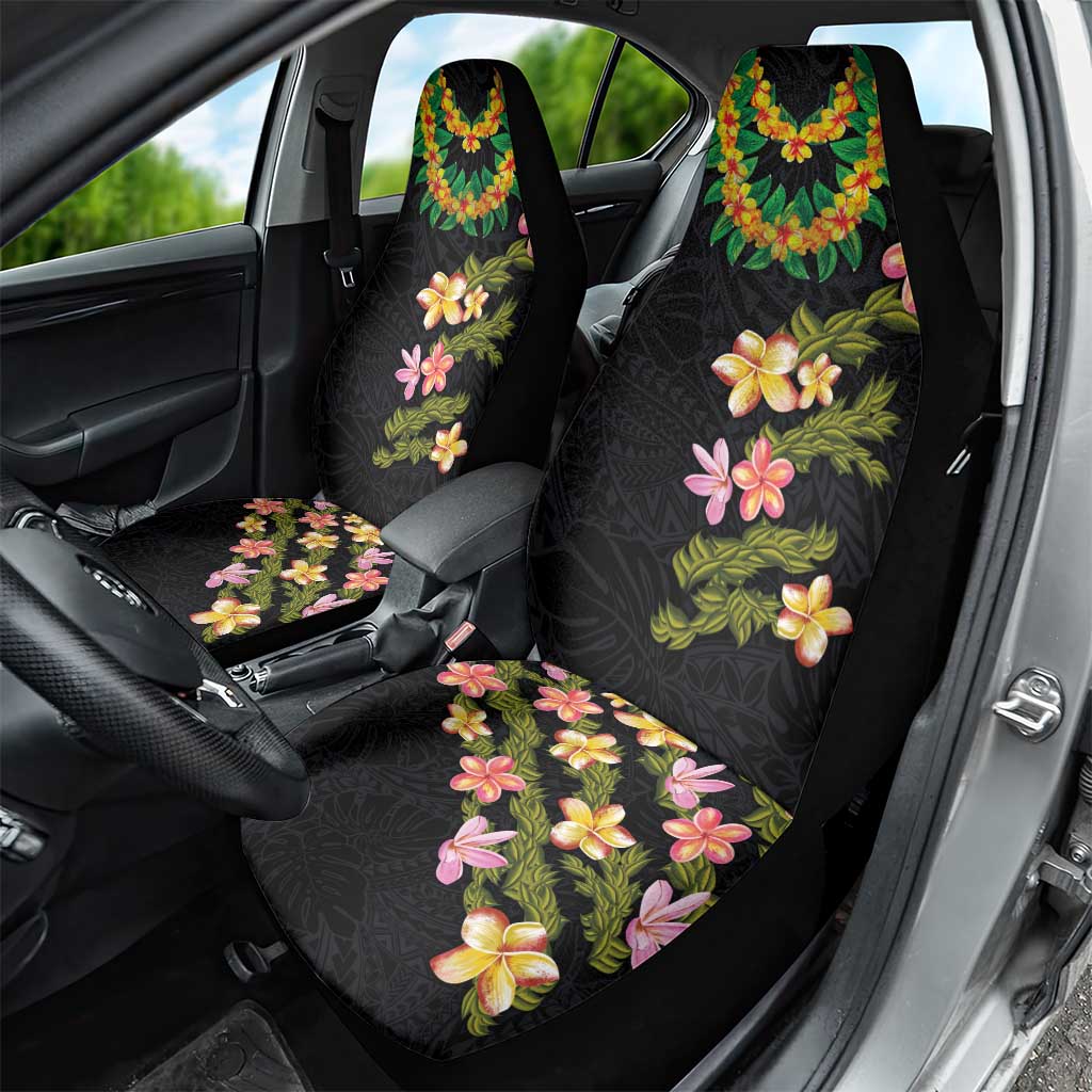 Hawaiian Lei Plumeria and Tropical Leaves Car Seat Cover Watercolor Style LT03 - Polynesian Pride