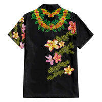 Hawaiian Lei Plumeria and Tropical Leaves Family Matching Long Sleeve Bodycon Dress and Hawaiian Shirt Watercolor Style