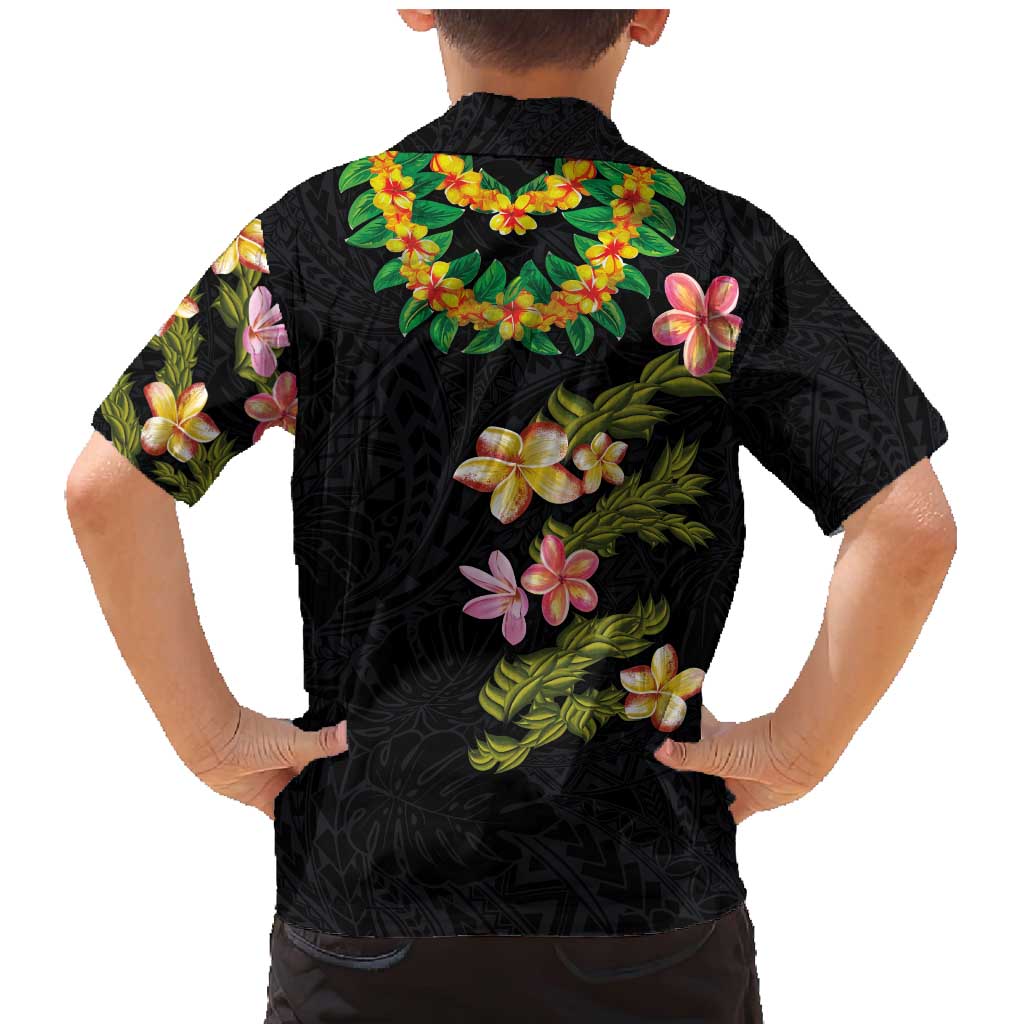 Hawaiian Lei Plumeria and Tropical Leaves Family Matching Mermaid Dress and Hawaiian Shirt Watercolor Style LT03 - Polynesian Pride