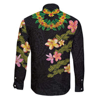 Hawaiian Lei Plumeria and Tropical Leaves Family Matching Mermaid Dress and Hawaiian Shirt Watercolor Style LT03 - Polynesian Pride