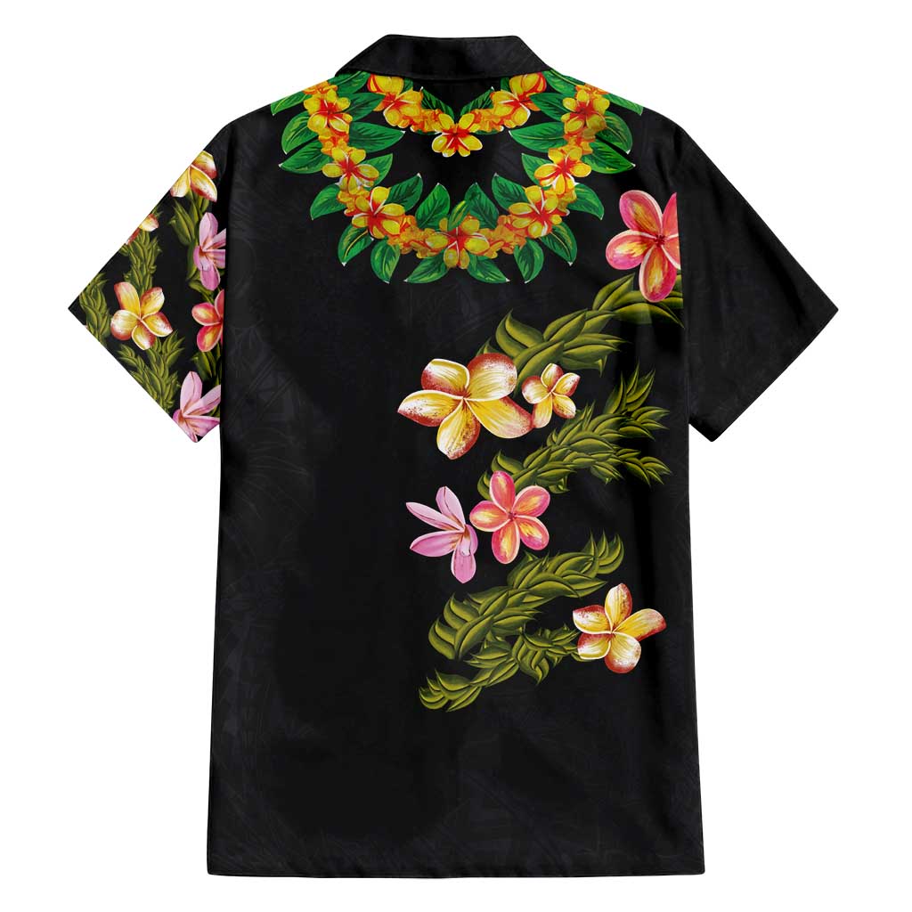 Hawaiian Lei Plumeria and Tropical Leaves Family Matching Puletasi and Hawaiian Shirt Watercolor Style LT03 - Polynesian Pride