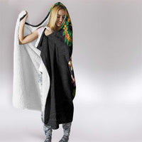 Hawaiian Lei Plumeria and Tropical Leaves Hooded Blanket Watercolor Style